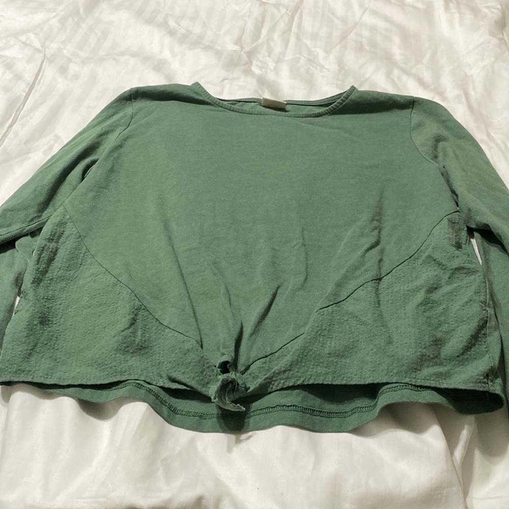 Zara girls size 13/14 sage green long sleeve blouse.
